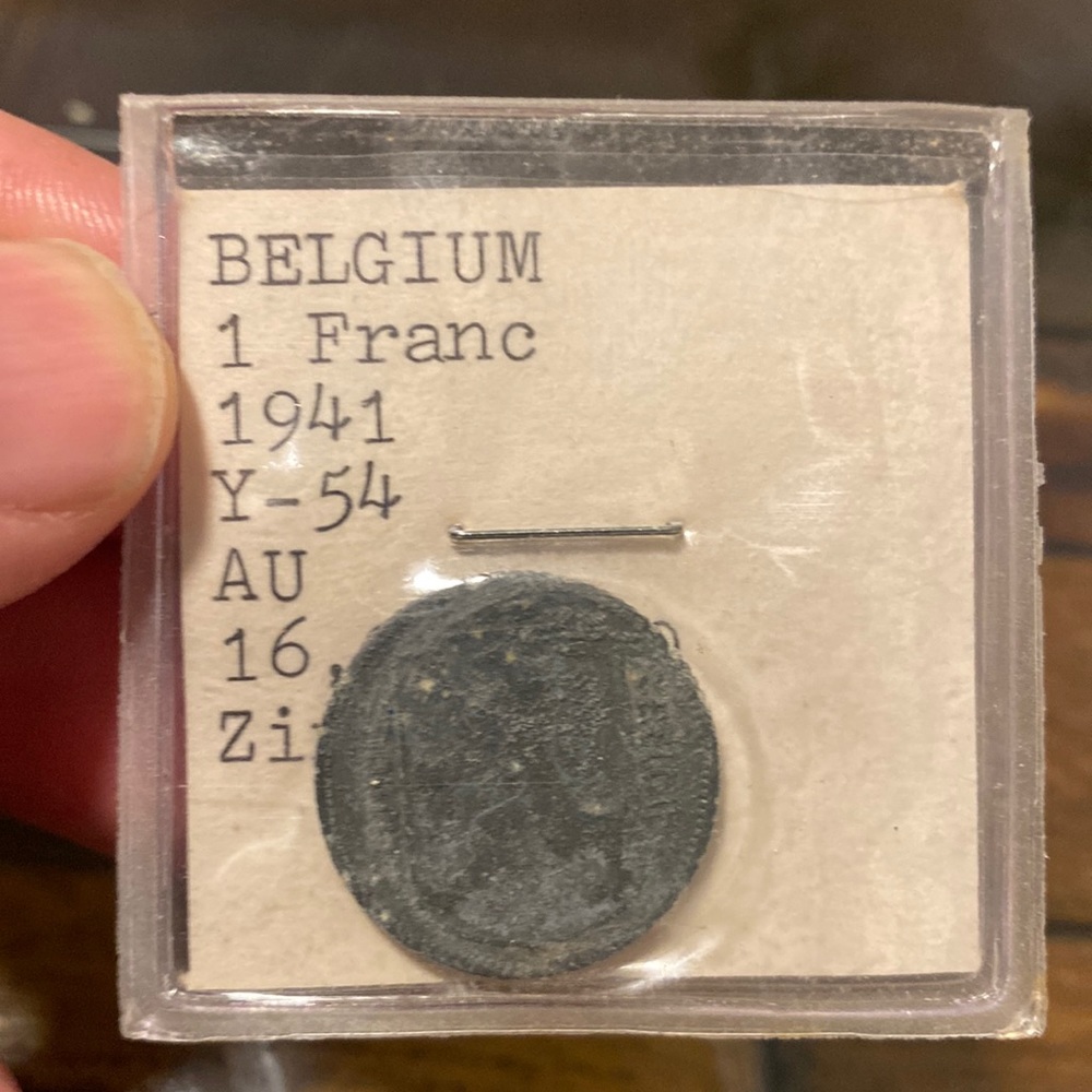 BELGIUM 1 Franc 1941 AU ZINC coin